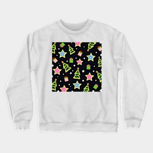 Christmas background. Christmas trees and gifts colorful Crewneck Sweatshirt